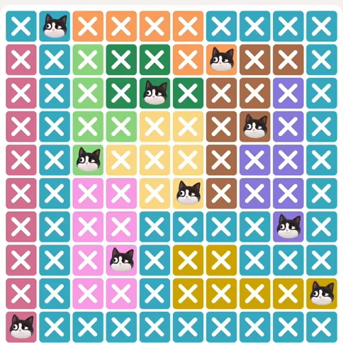 Meowdoku Level 939 solved board with every cat placed