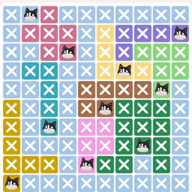 Meowdoku Level 940 solved board with every cat placed