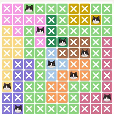 Meowdoku Level 942 solved board with every cat placed