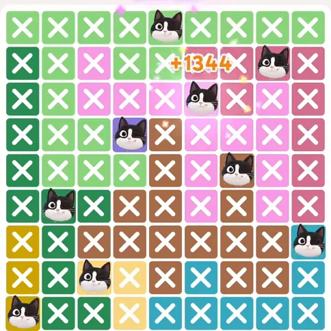 Meowdoku Level 944 solved board with every cat placed