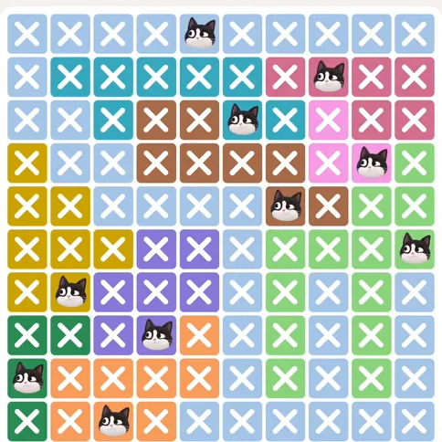 Meowdoku Level 945 solved board with every cat placed
