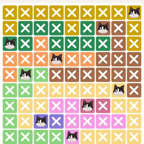 Meowdoku Level 947 solved board with every cat placed