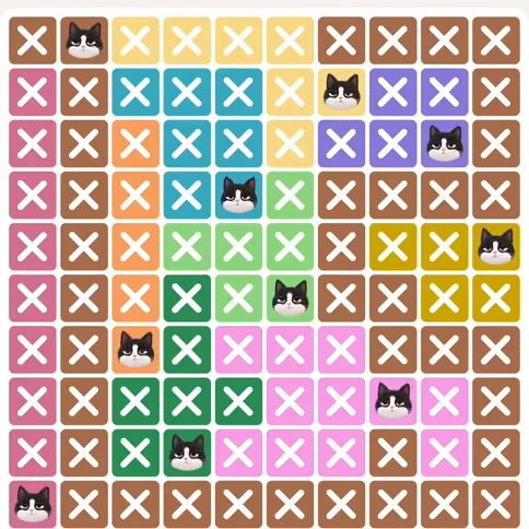 Meowdoku Level 949 solved board with every cat placed