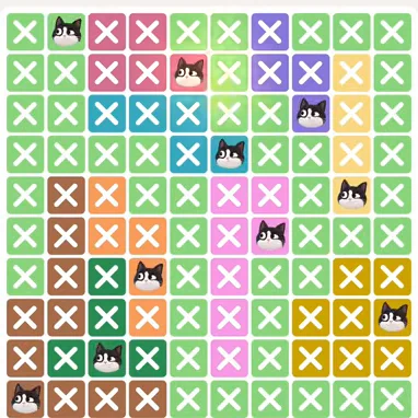 Meowdoku Level 950 solved board with every cat placed