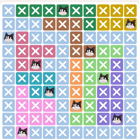 Meowdoku Level 952 solved board with every cat placed