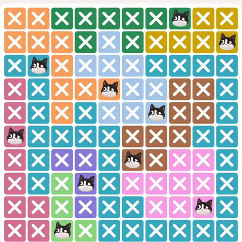 Meowdoku Level 953 solved board with every cat placed
