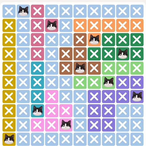 Meowdoku Level 955 solved board with every cat placed
