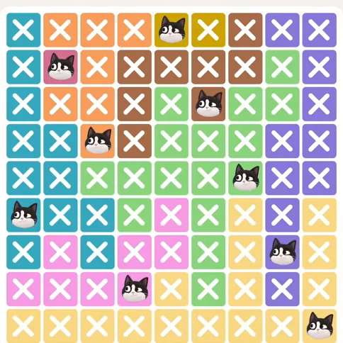 Meowdoku Level 957 solved board with every cat placed