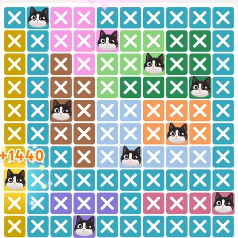Meowdoku Level 958 solved board with every cat placed