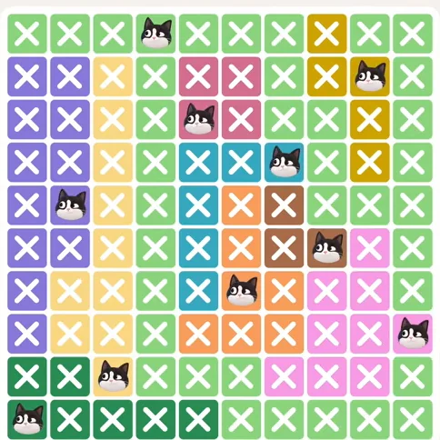 Meowdoku Level 959 solved board with every cat placed