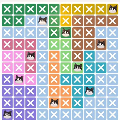 Meowdoku Level 960 solved board with every cat placed