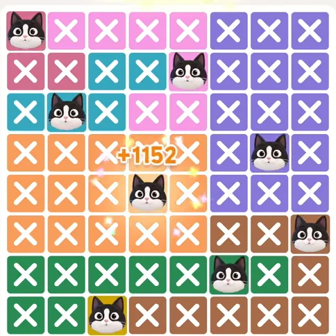 Meowdoku Level 961 solved board with every cat placed