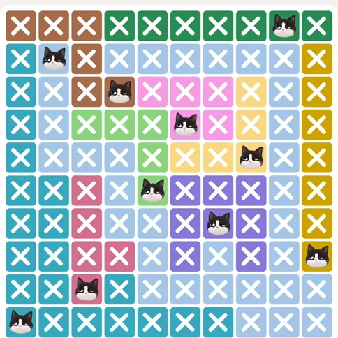 Meowdoku Level 963 solved board with every cat placed
