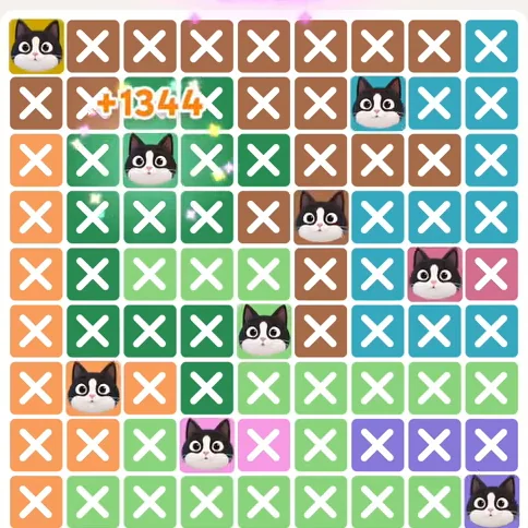 Meowdoku Level 964 solved board with every cat placed