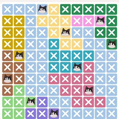 Meowdoku Level 966 solved board with every cat placed