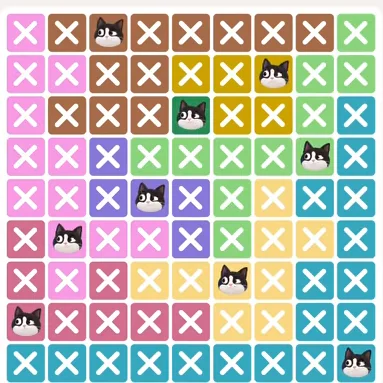 Meowdoku Level 967 solved board with every cat placed