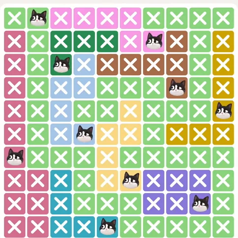 Meowdoku Level 972 solved board with every cat placed
