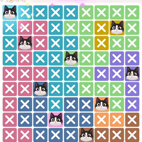 Meowdoku Level 974 solved board with every cat placed