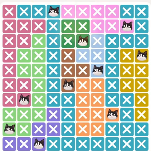 Meowdoku Level 976 solved board with every cat placed
