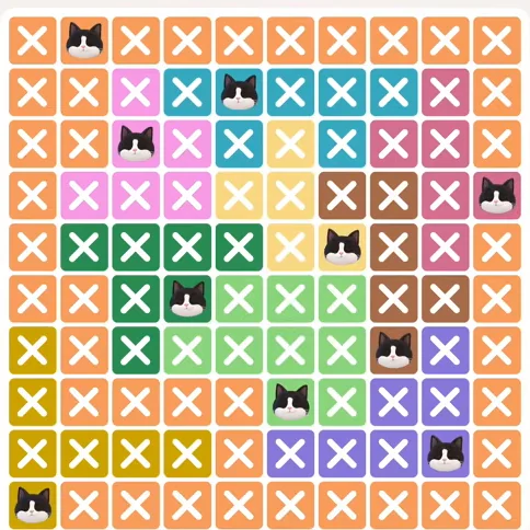 Meowdoku Level 978 solved board with every cat placed