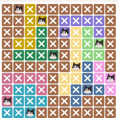 Meowdoku Level 980 solved board with every cat placed