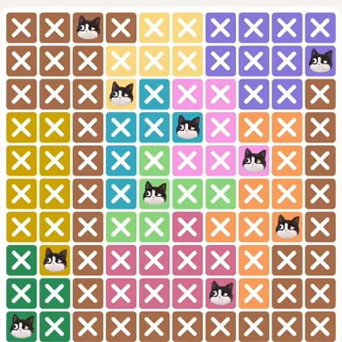 Meowdoku Level 982 solved board with every cat placed