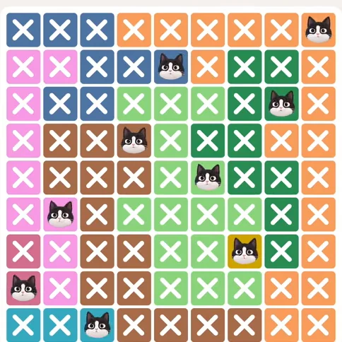 Meowdoku Level 984 solved board with every cat placed