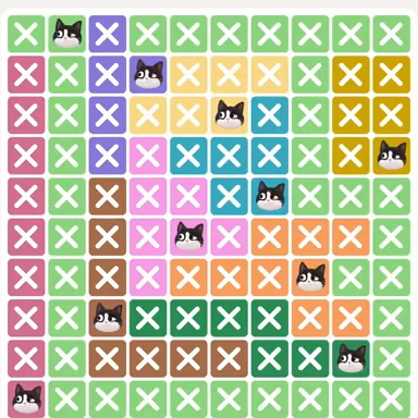 Meowdoku Level 986 solved board with every cat placed