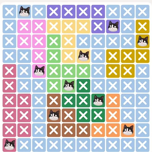 Meowdoku Level 988 solved board with every cat placed