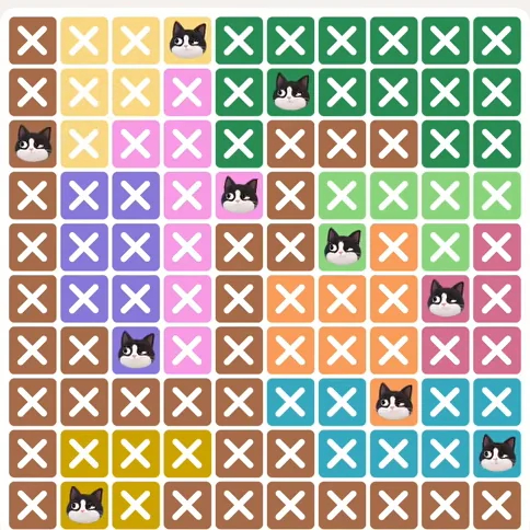 Meowdoku Level 989 solved board with every cat placed