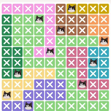 Meowdoku Level 990 solved board with every cat placed