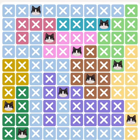 Meowdoku Level 992 solved board with every cat placed
