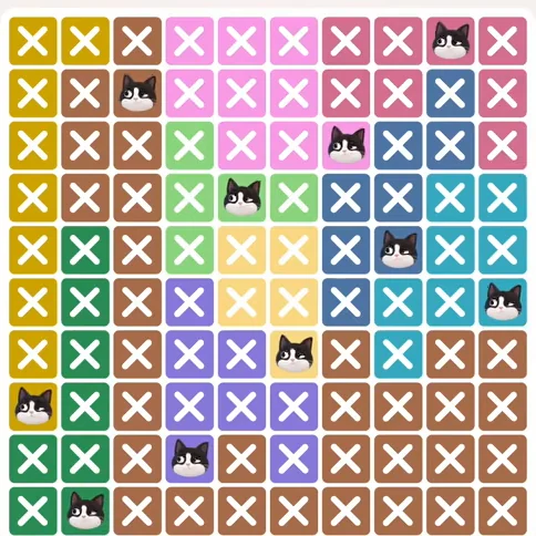 Meowdoku Level 993 solved board with every cat placed