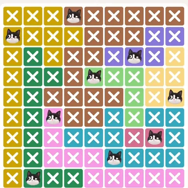 Meowdoku Level 997 solved board with every cat placed