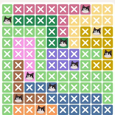 Meowdoku Level 999 solved board with every cat placed
