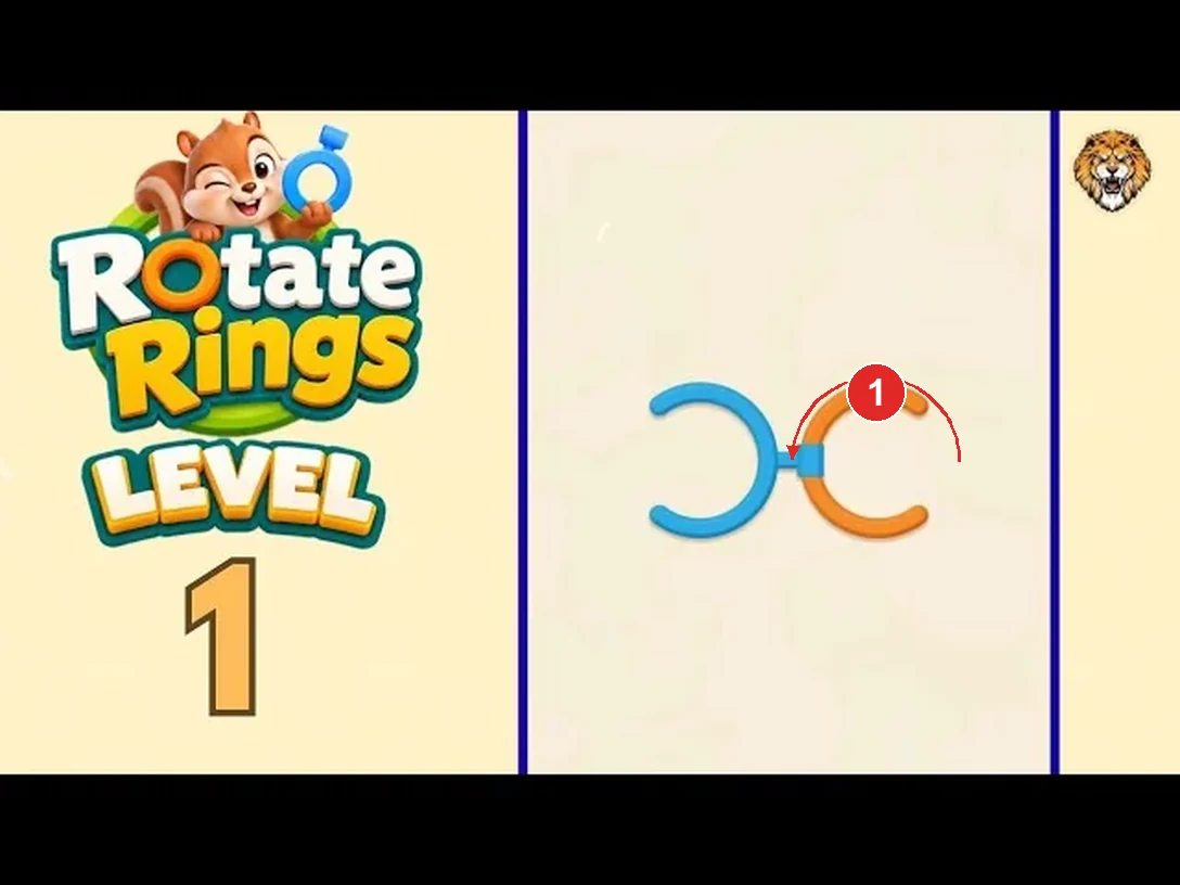 Rotate Rings Level 1 solution with each turn numbered in solve order