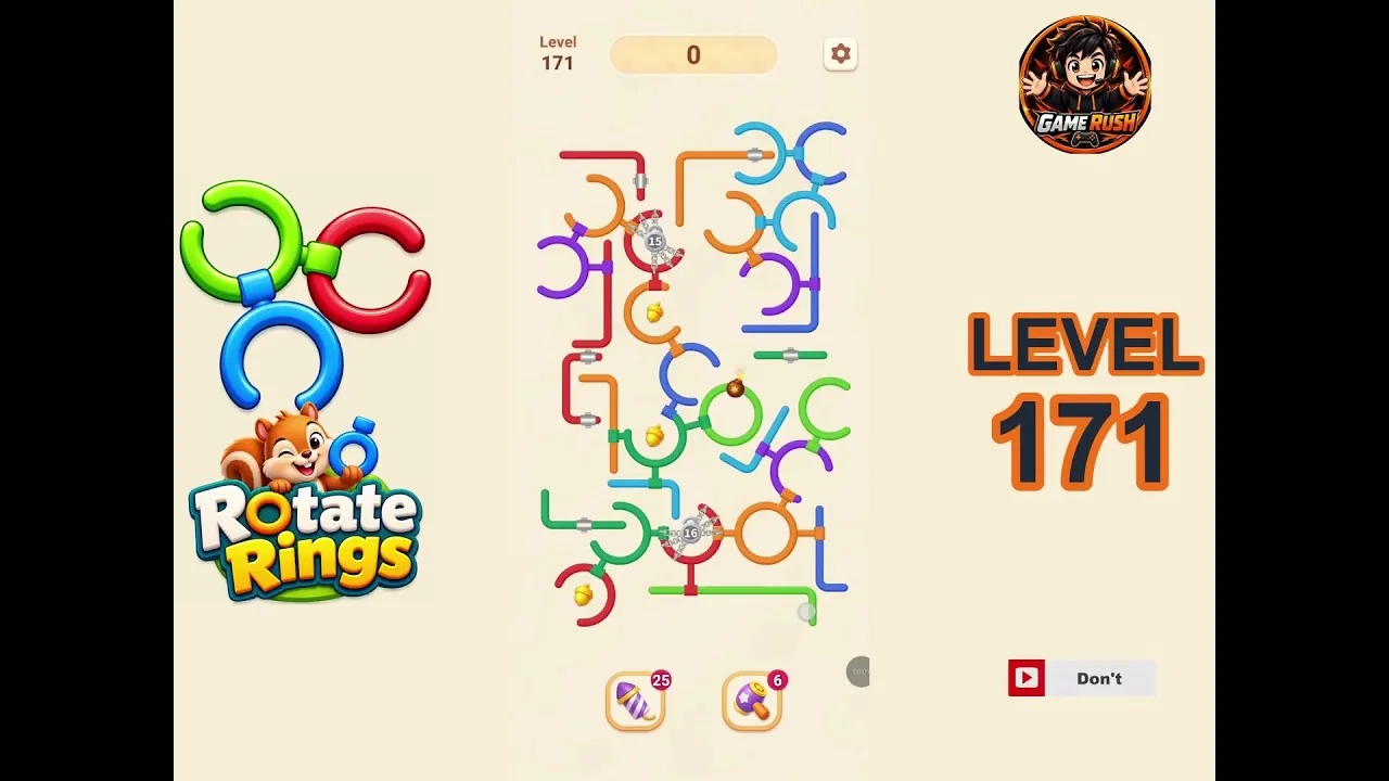 Rotate Rings Level 171 board