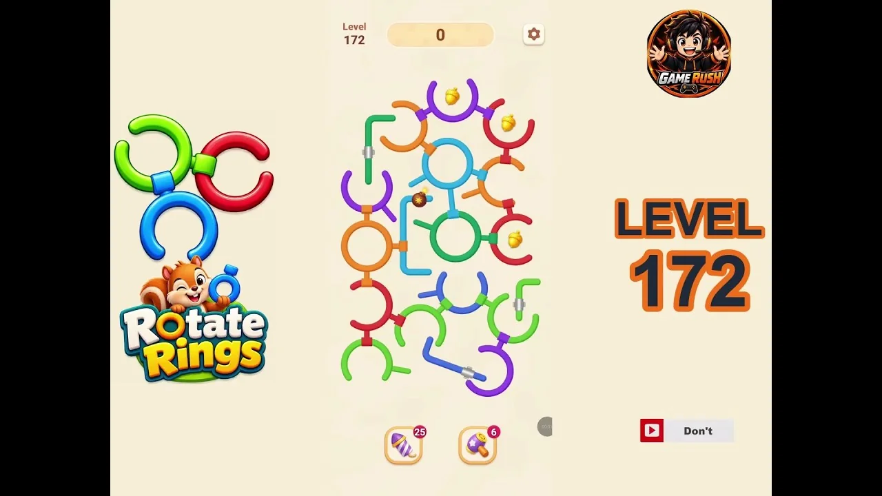Rotate Rings Level 172 board