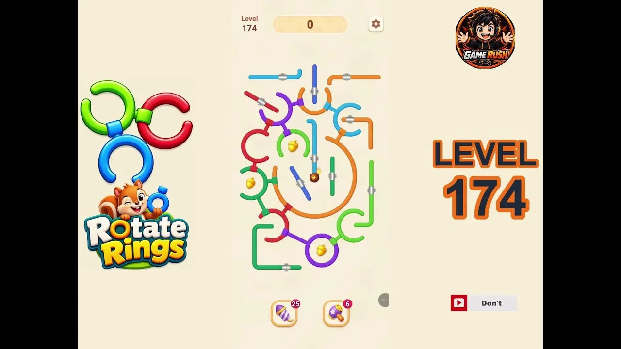 Rotate Rings Level 174 board