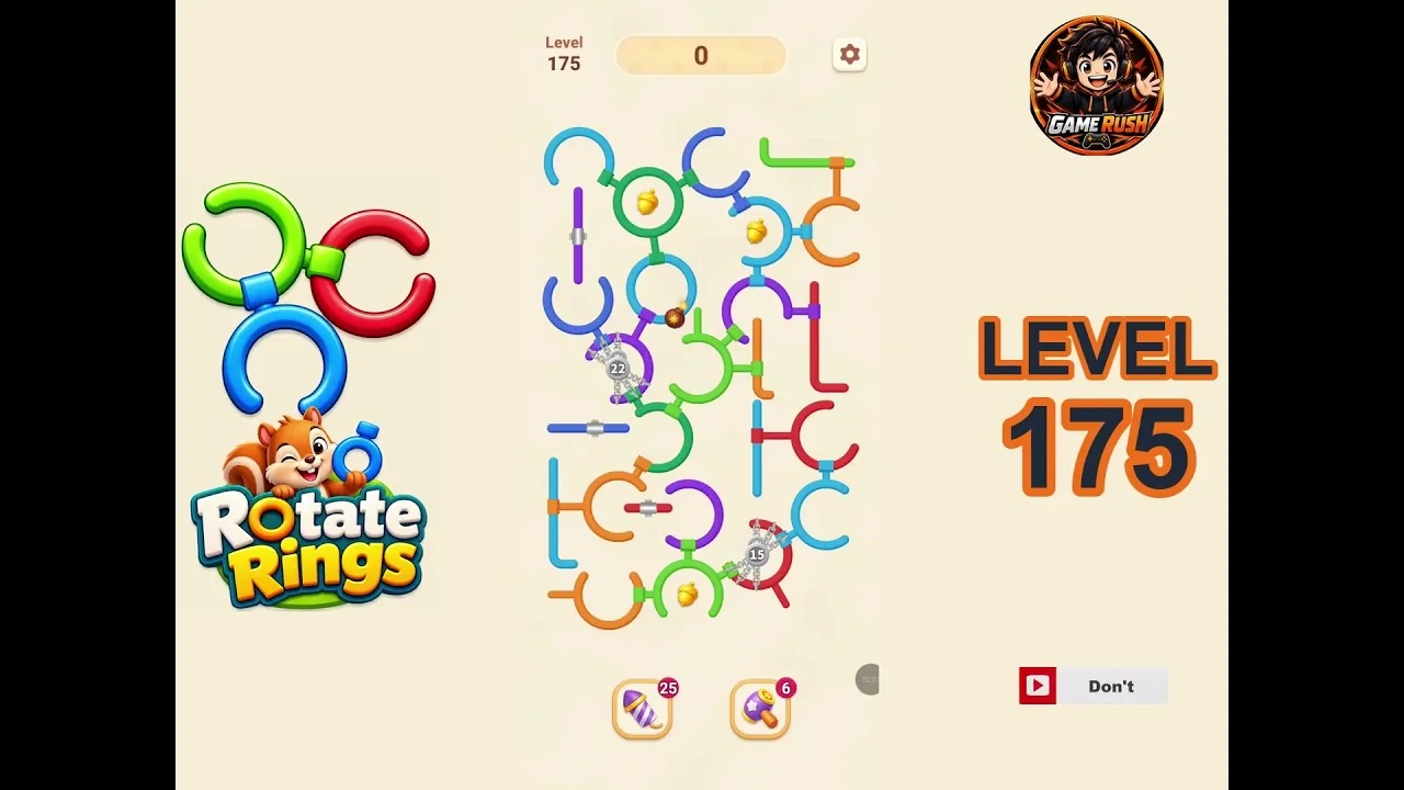 Rotate Rings Level 175 board