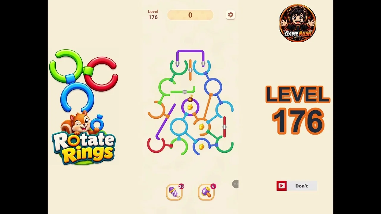 Rotate Rings Level 176 board