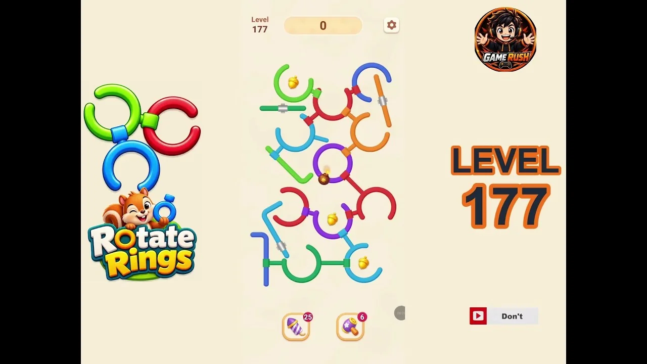 Rotate Rings Level 177 board