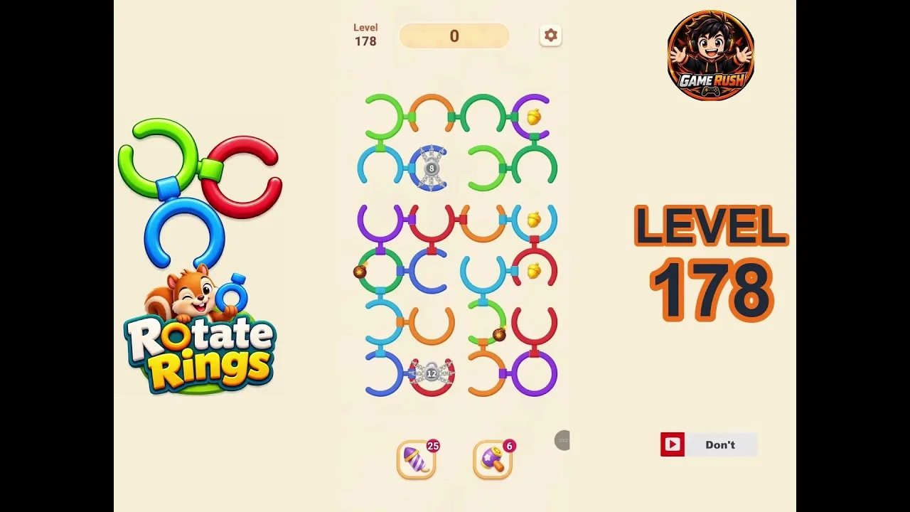 Rotate Rings Level 178 board