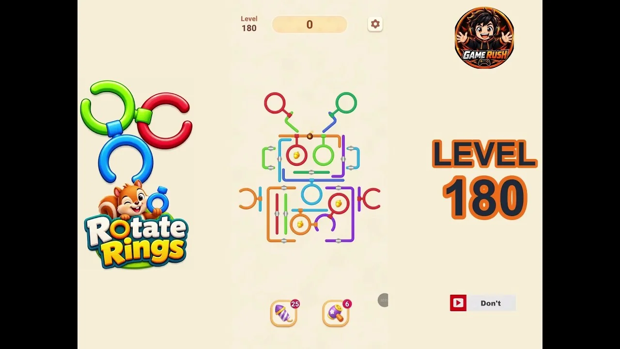 Rotate Rings Level 180 board