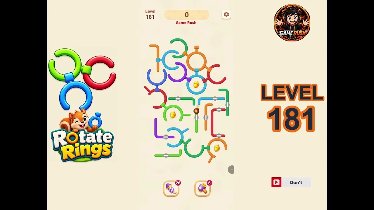 Rotate Rings Level 181 board layout