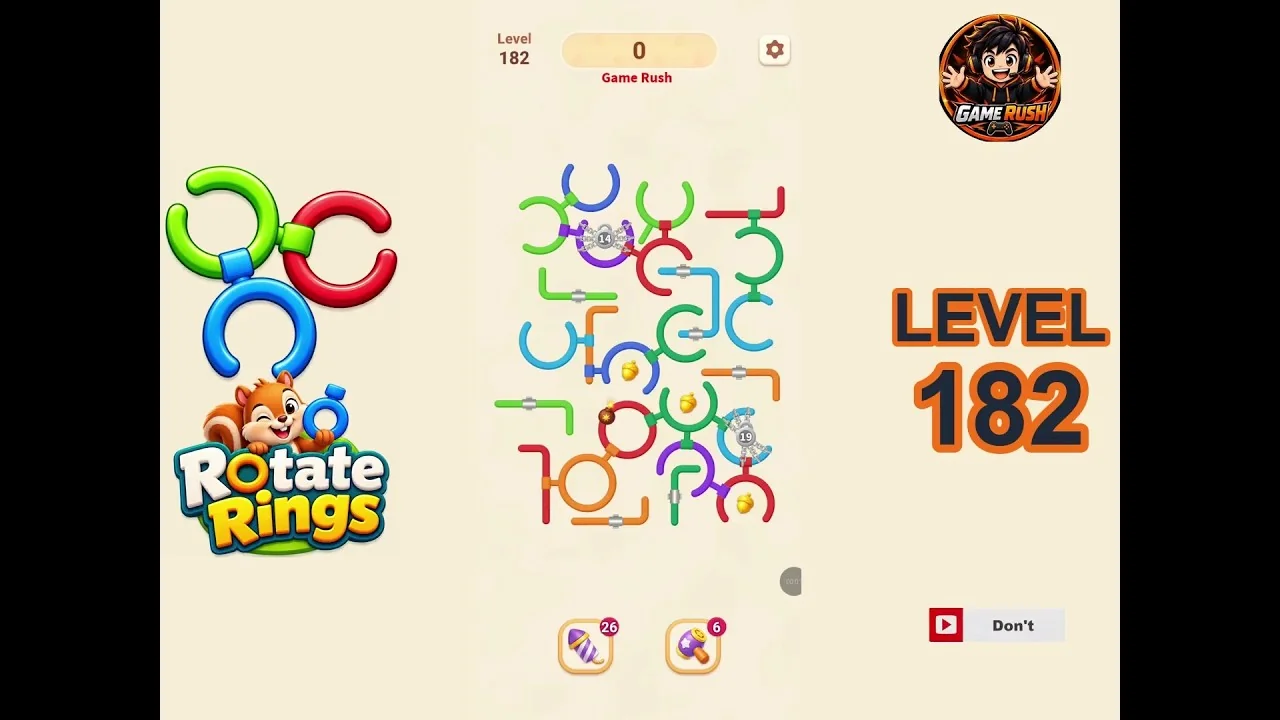 Rotate Rings Level 182 board layout