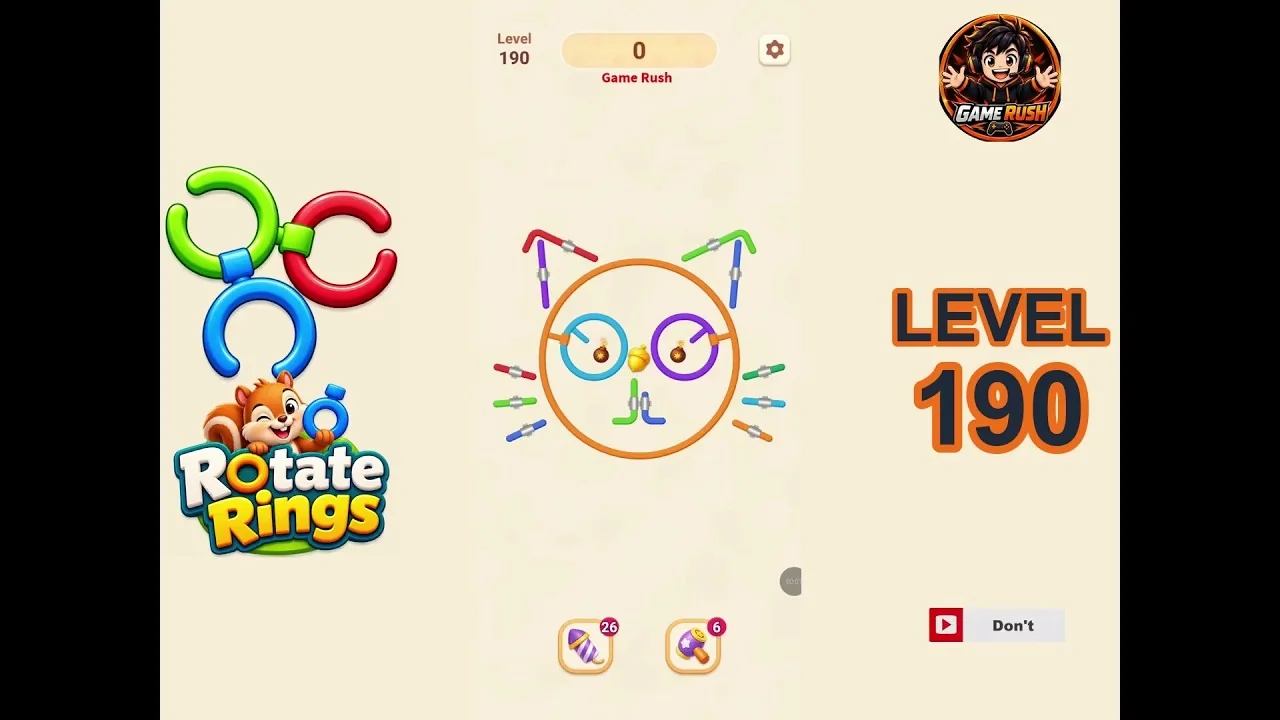 Rotate Rings Level 190 board