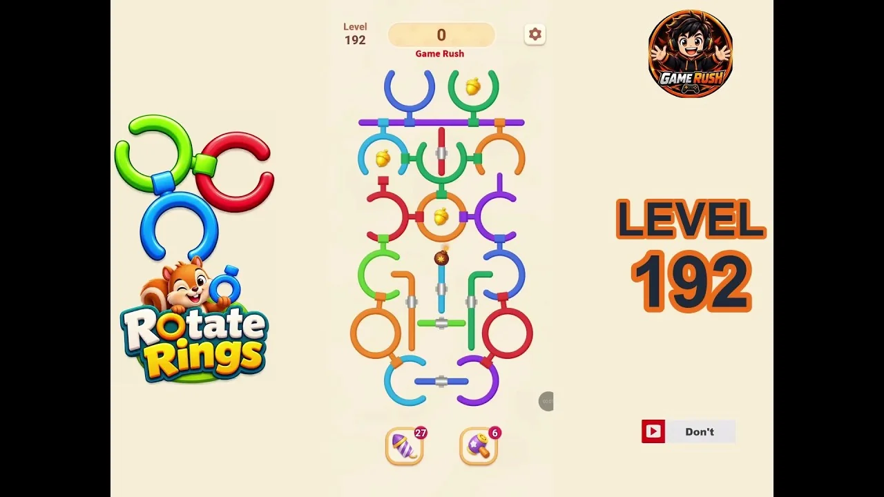Rotate Rings Level 192 board