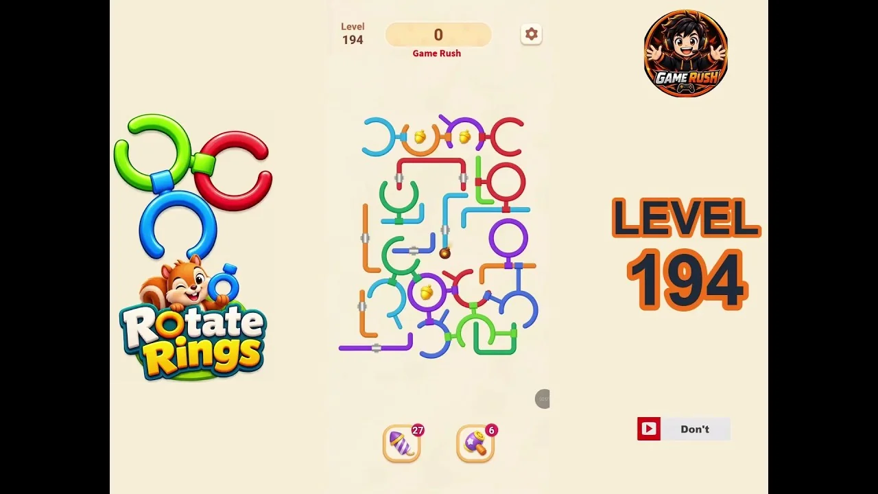 Rotate Rings Level 194 board