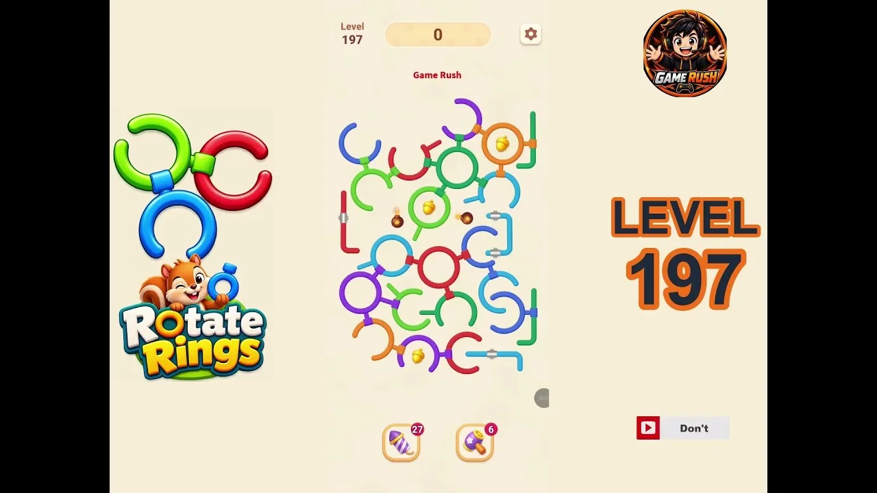 Rotate Rings Level 197 board